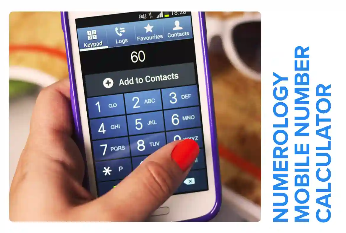 Hand holding phone with numerology mobile calculator app